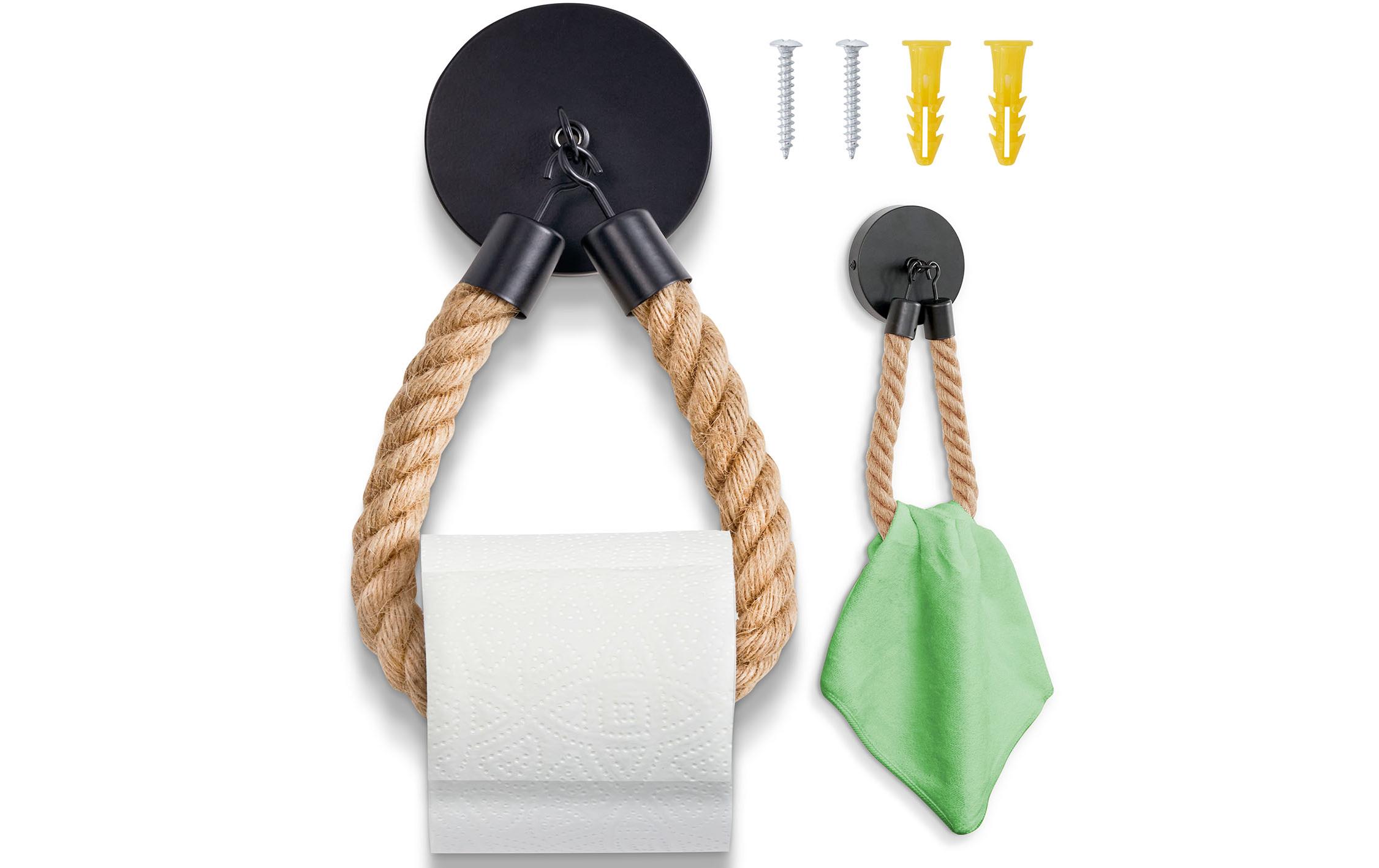 Toilettenpapierhalter Nature/SchwarzSeil-WC Papierhalter