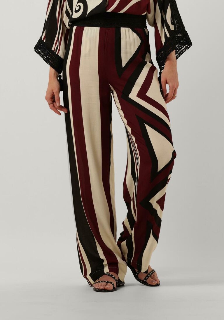 ACCESS multi access wijde broek printes straight leg pants with elastic waist