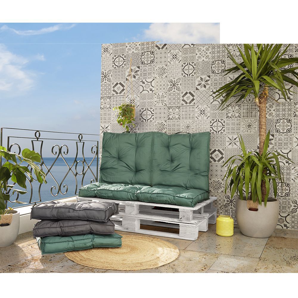 Coussin dossier palette 60x60 cm uni gris