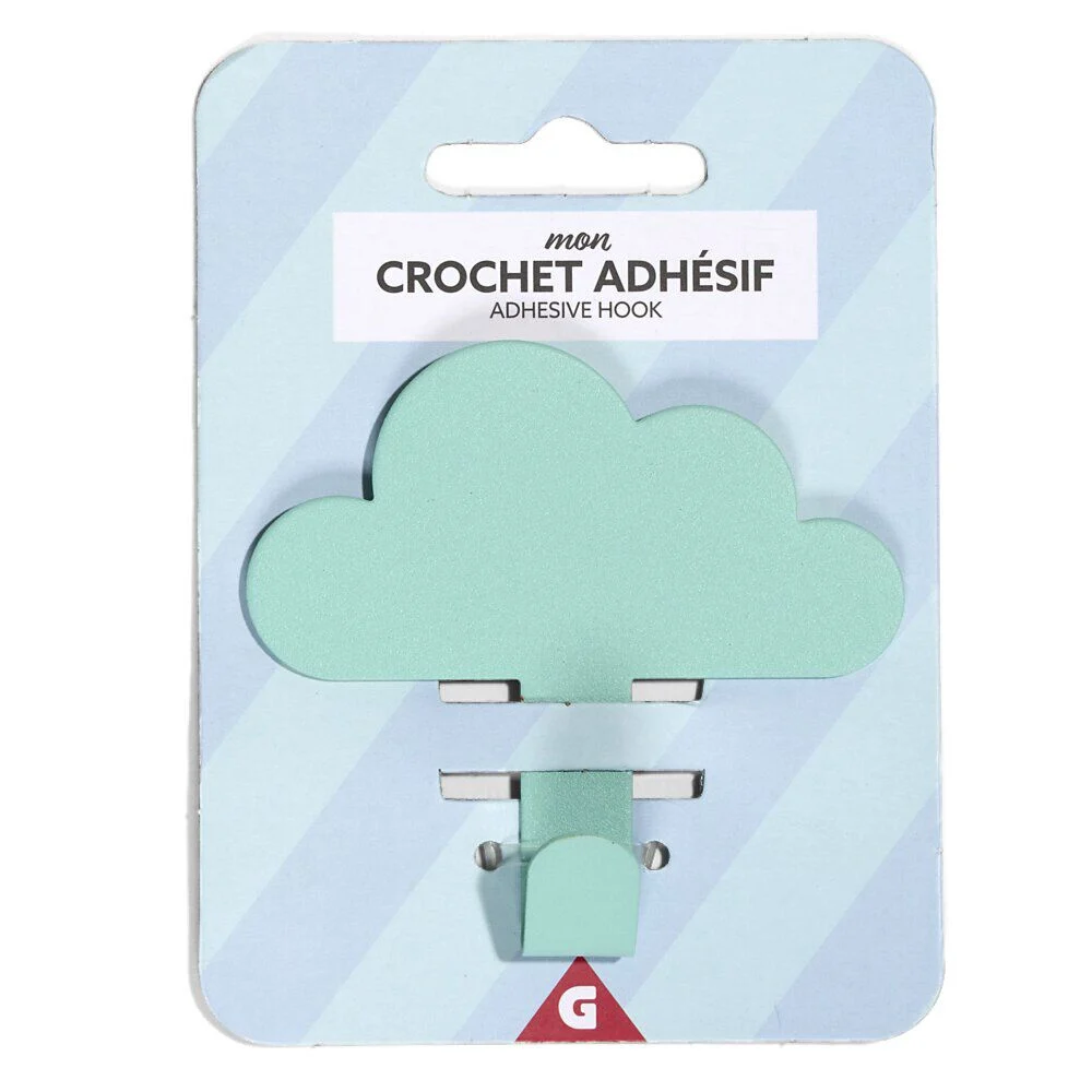 Crochet adhésif métal forme nuage 8,5x2xH11,4cm - 3 modèles