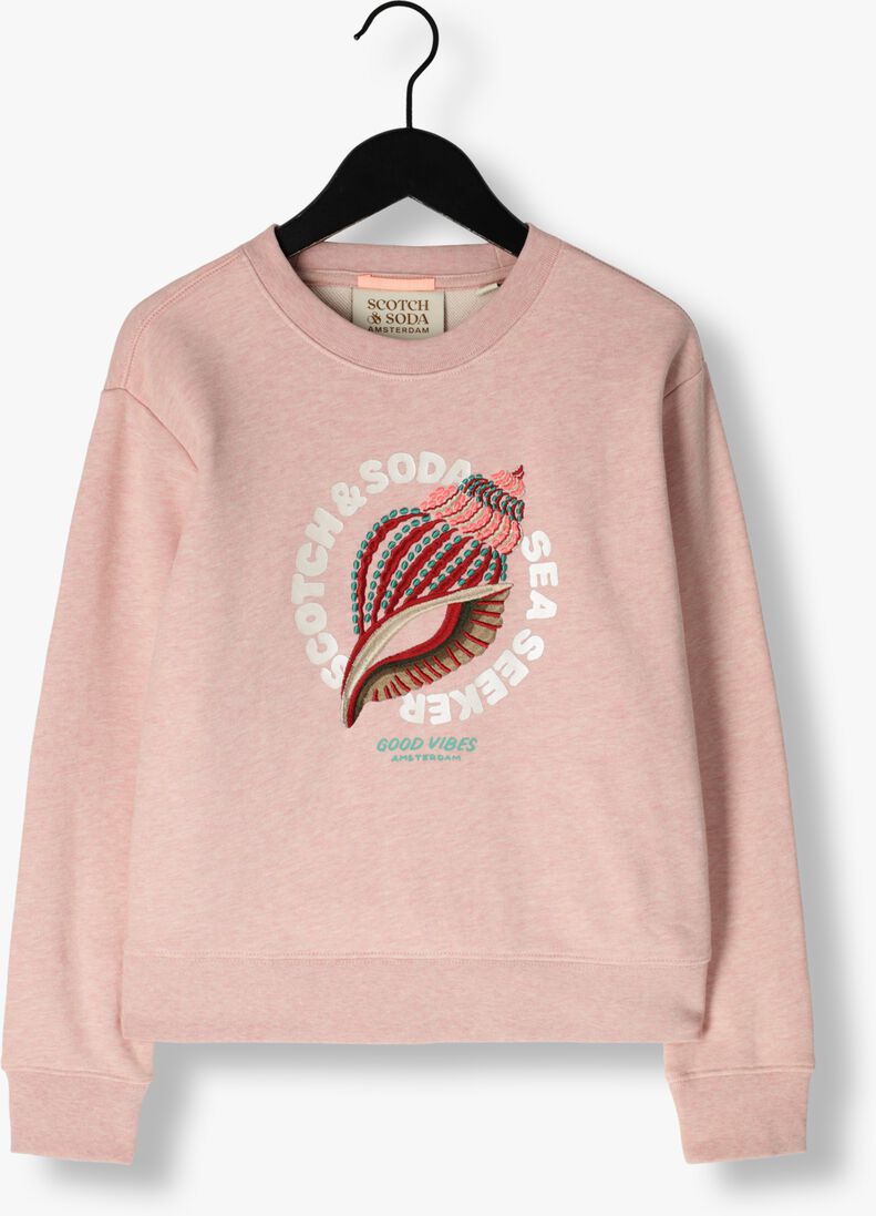 SCOTCH & SODA lichtroze scotch & soda sweater detailed artwork melange sweatshirt