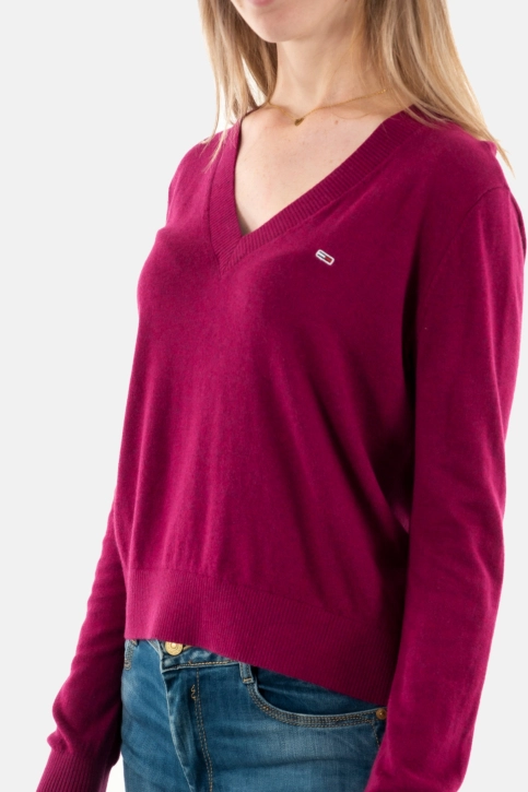 Sweat tommy jeans essential vneck v9y valley purple melange