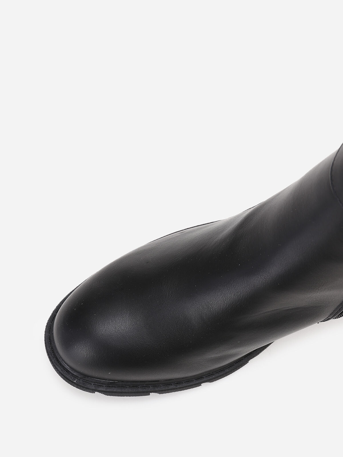 Bottines bi-matières à boucle grandes tailles- Noir