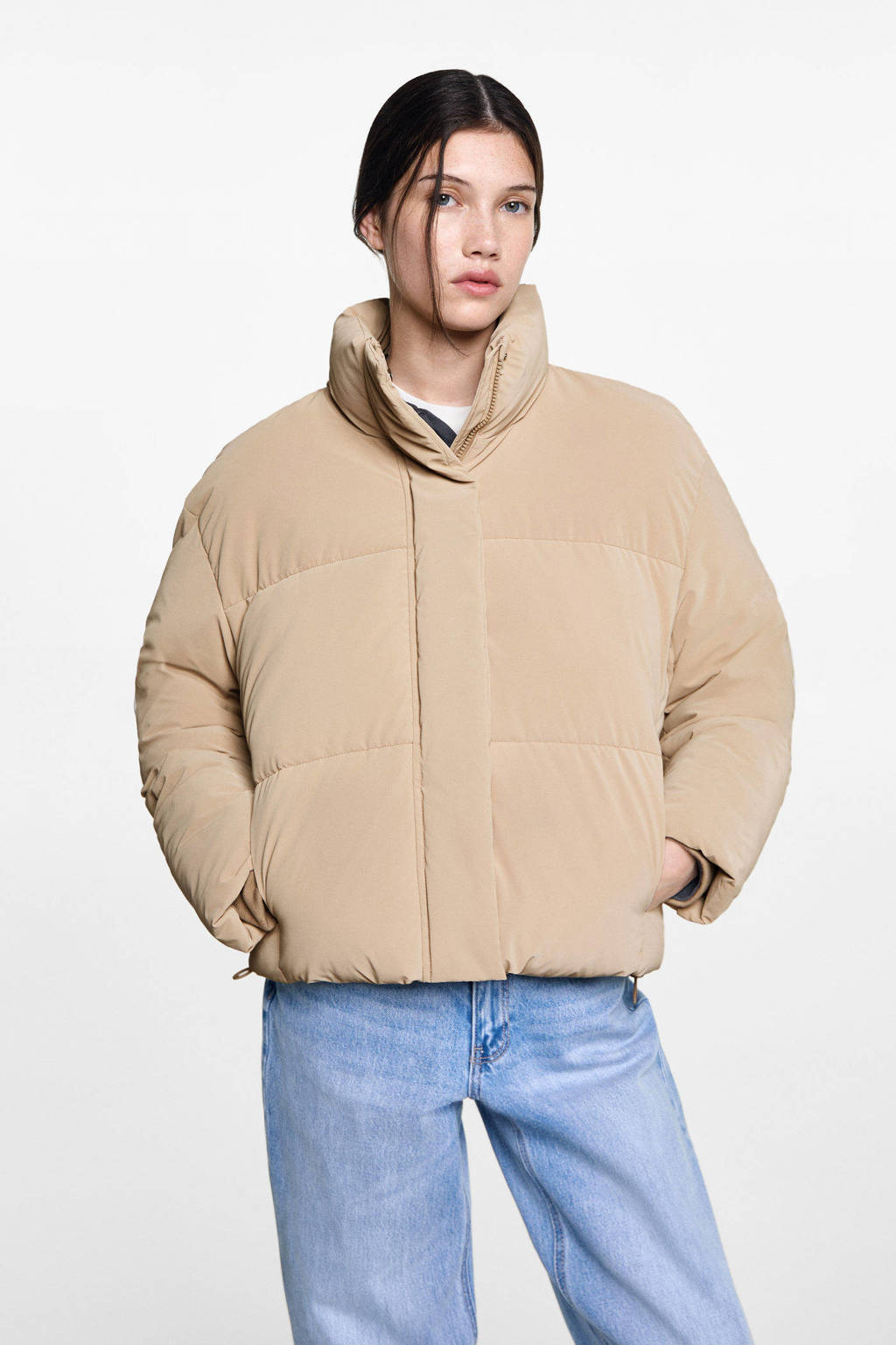 MANGO TEEN gewatteerde jas beige