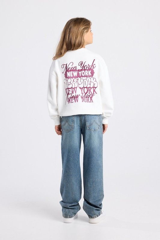 America Today sweater met backprint lichtgrijs