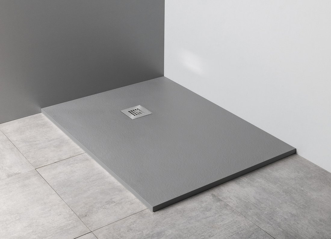 Gelco Mitia rechthoekige douchebak stone-look 140x100cm grijs