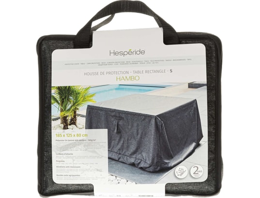 HESPERIDE - Housse de table extérieur Housse de table rectangulaire s - 185 x 125 x 80 cm - noir