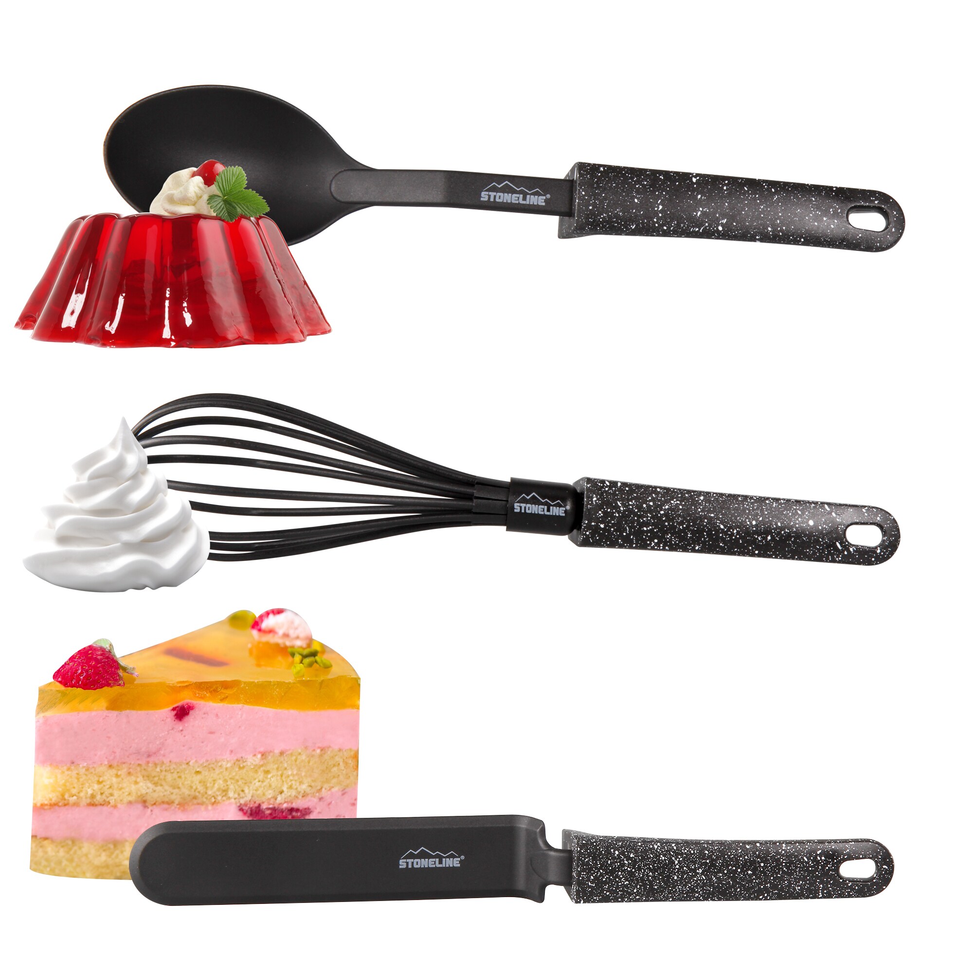 STONELINE® 9-tlg Küchenhelfer Set, Kunststoff, mit praktischer Stütze, für Antihaft Kochgeschirr
