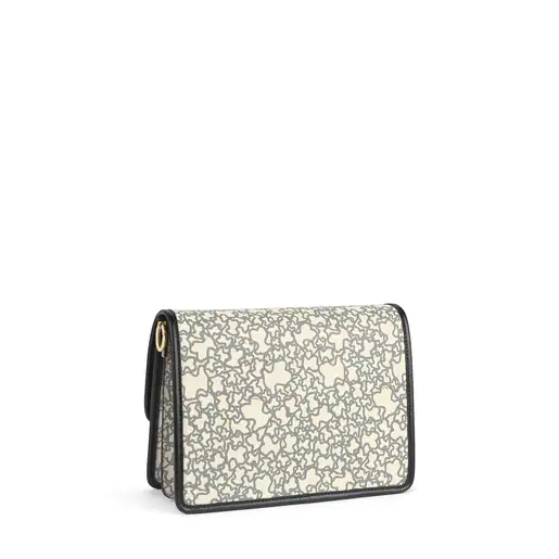 Bolsa de ombro média Audree Kaos Mini em bege e preto.