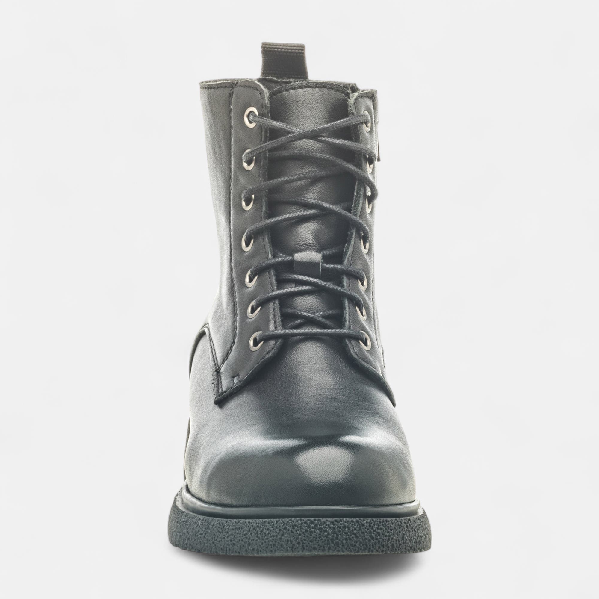 Bottines à lacets Femme en cuir noir