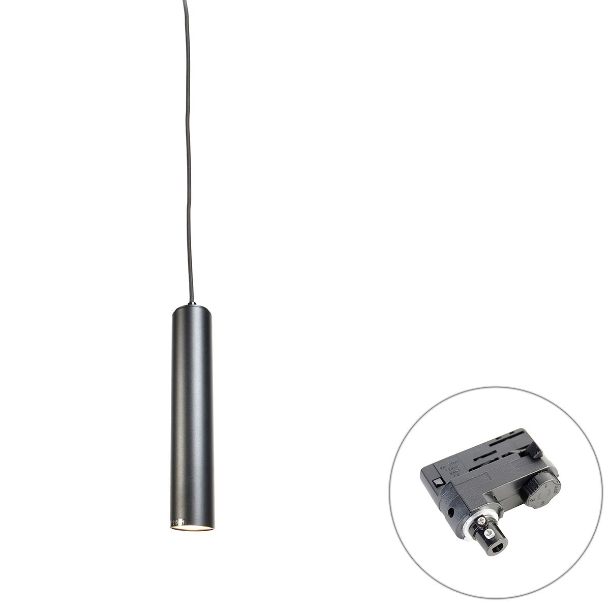 Design hanglamp zwart incl. rail adapter 3-fase - 3-Phase Tuba small