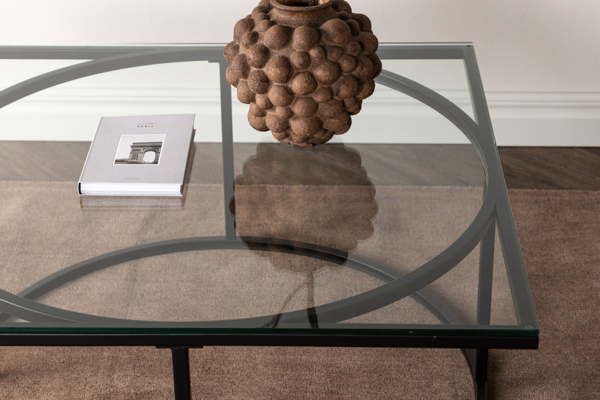 Glesborg Salontafel - 90 x 90 cm - zwart met glas