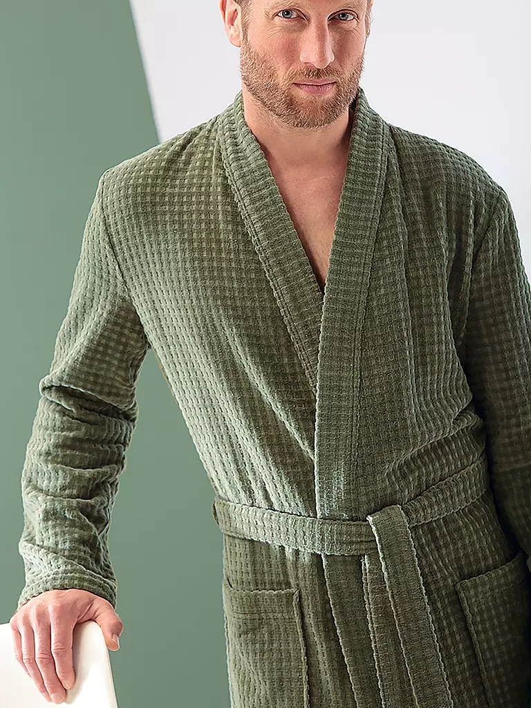 CAWÖ Herren Bademantel Kimono hellgrün