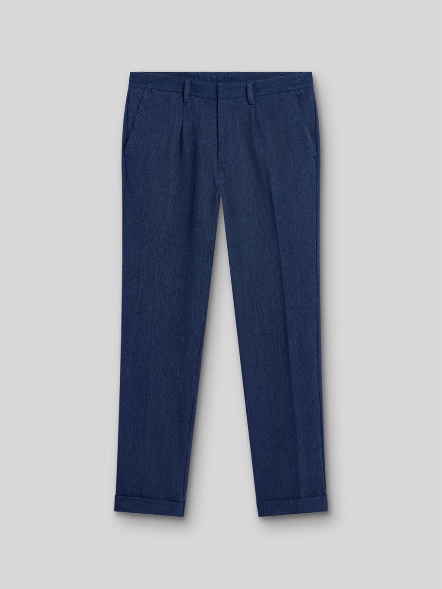 Chino en coton mélangé faux uni