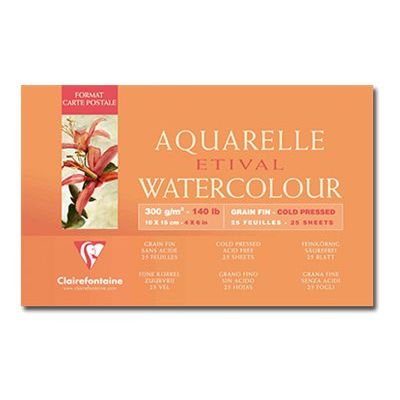 Clairefontaine Etival - Bloc de papier aquarelle - 25 feuilles 10 x 15 cm - 300 g/m²