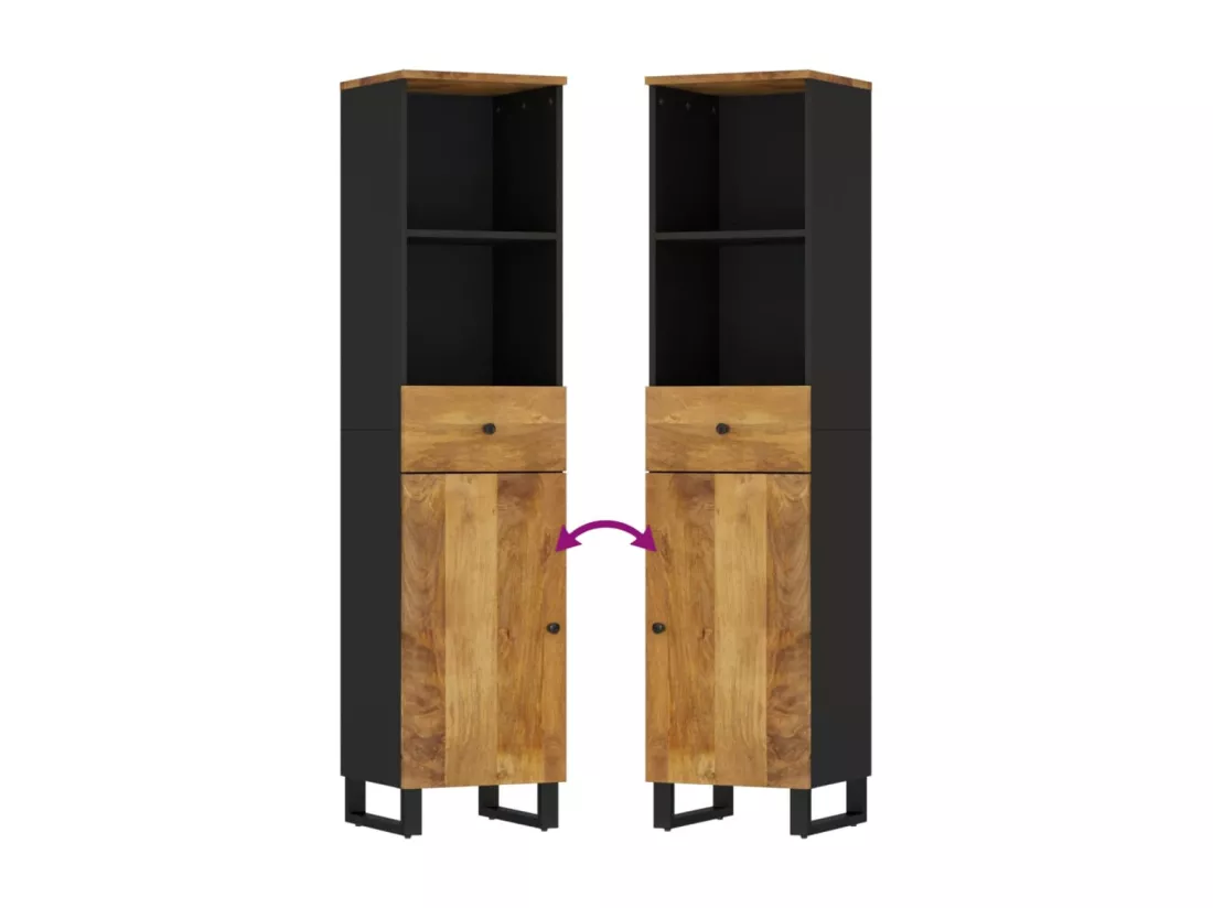 Armoire de salle de bain 38x33x160 cm bois massif de manguier