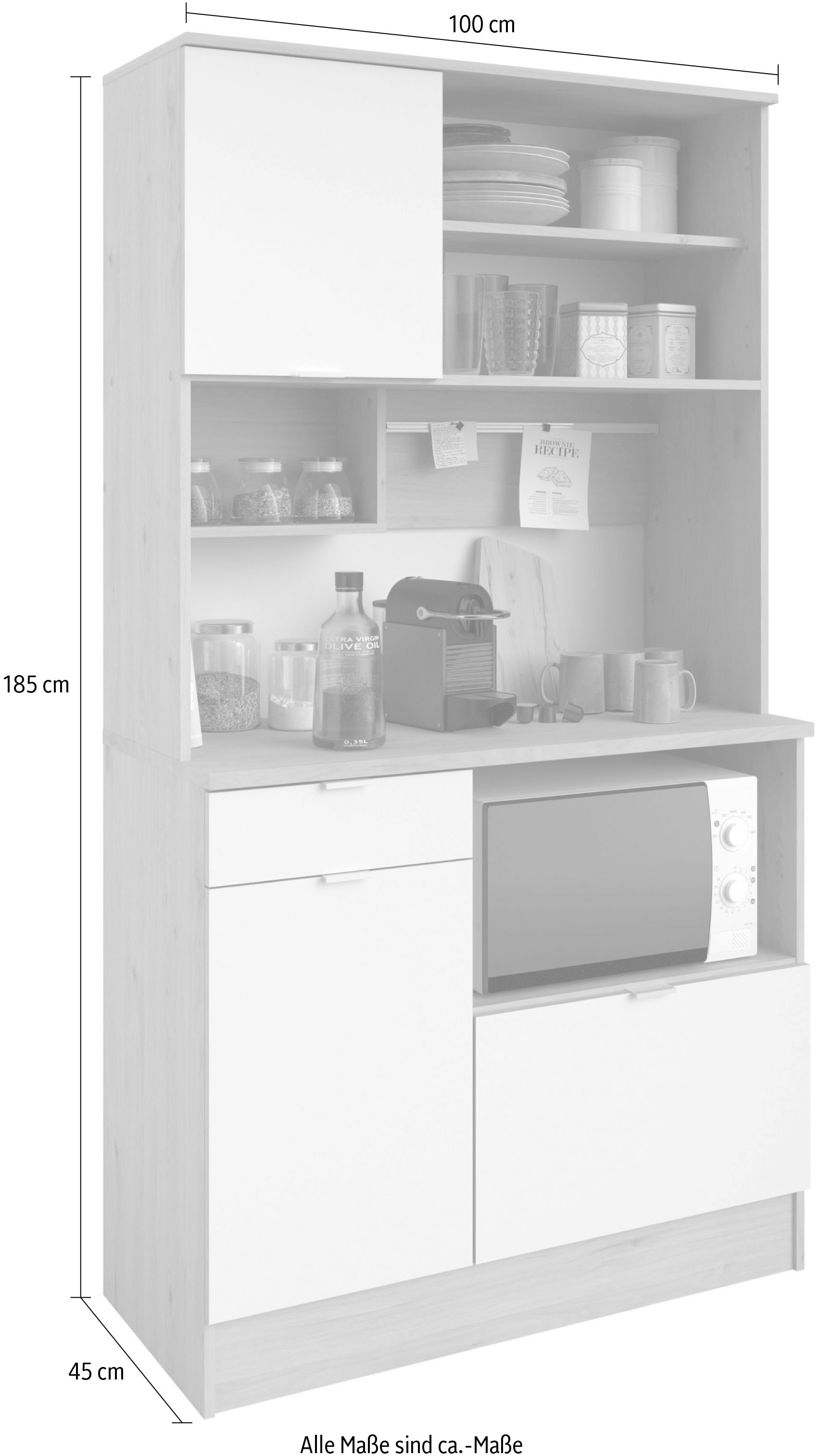 Parisot Buffet »Socool, viel Stauraum, Made in Europe, mit praktischer Magenetleiste« B/H/T ca. 100x180x45, 1 Stk. tlg. ideal für kleine Räume, ohne Elektrogeräte