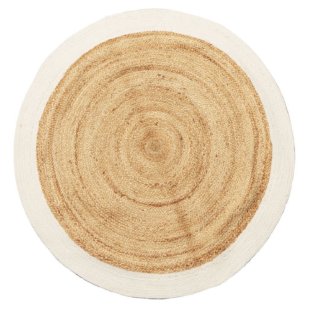 Tapis jute et coton Ø120cm blanc