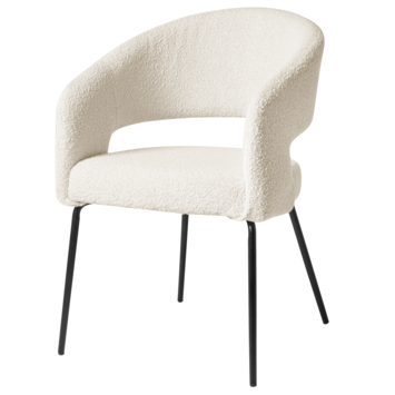 KARWEI eetkamerstoel Eden natural wit bouclé stof met armleuning