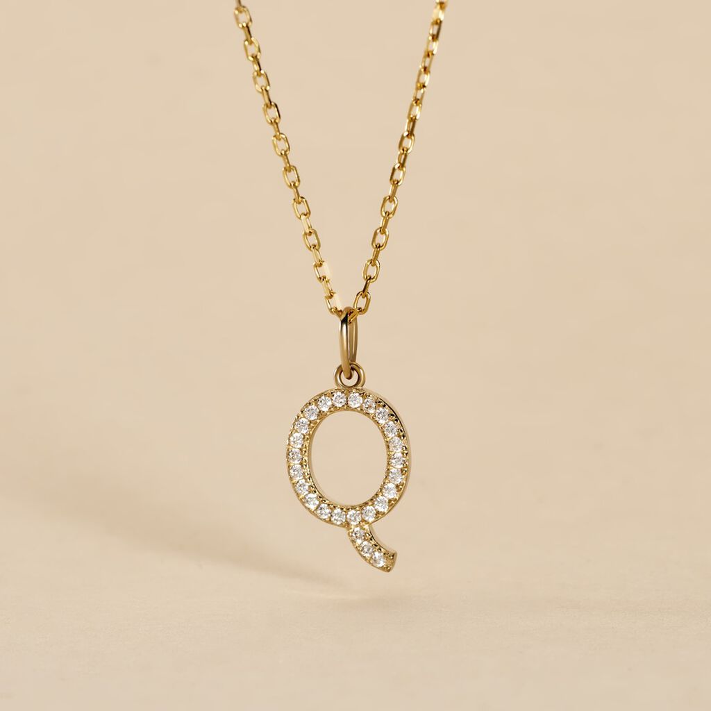 Pendentif Lettre Q Or Jaune Oxyde