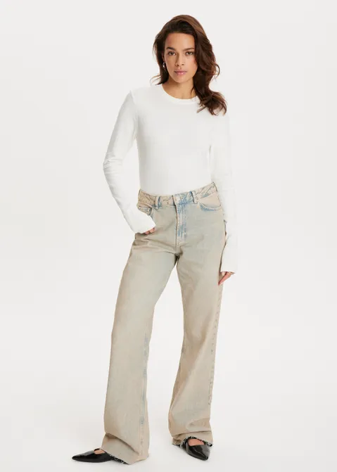 Trui met splitdetail off-white (WIT.O)