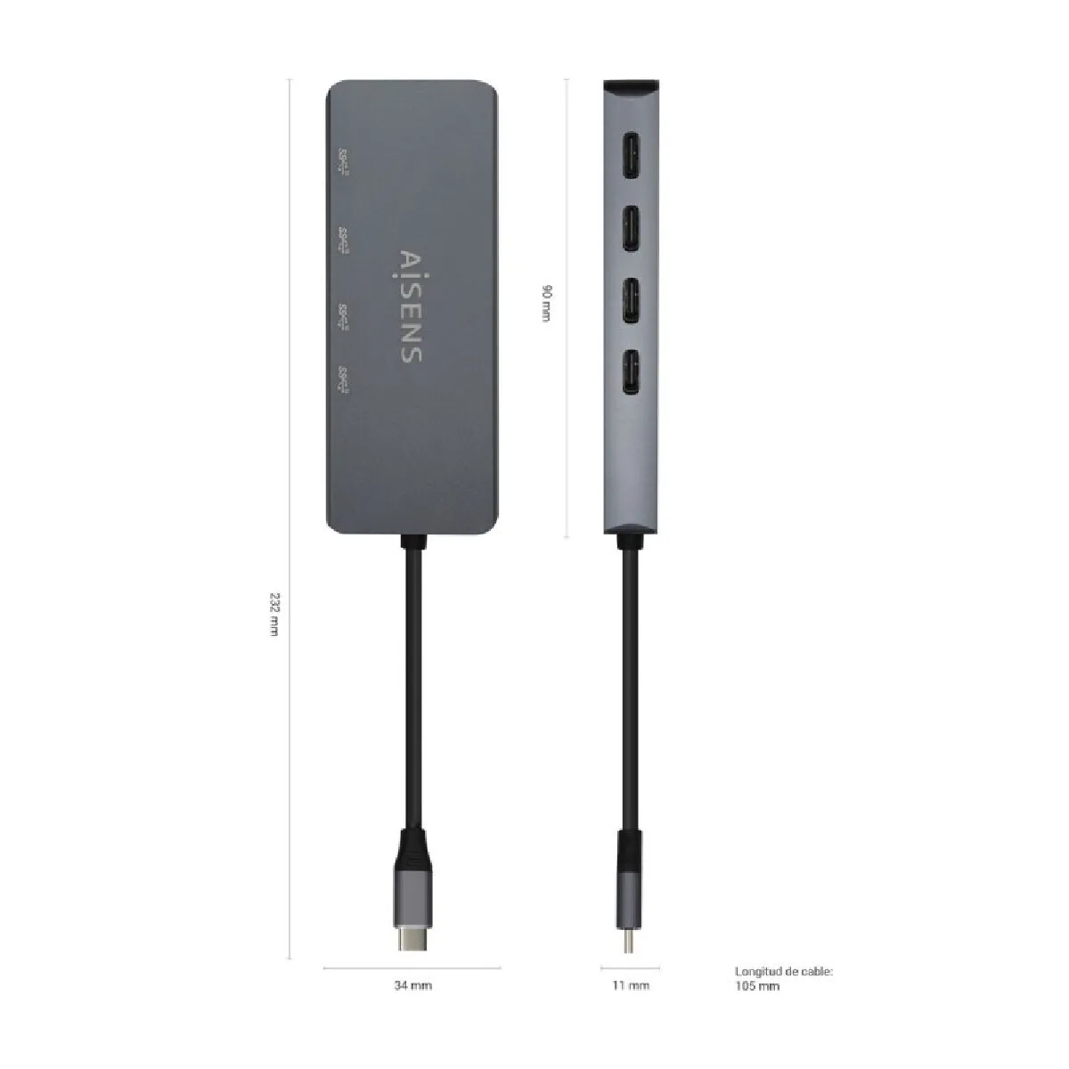 Aisens Hub USB A109-0745 Gris