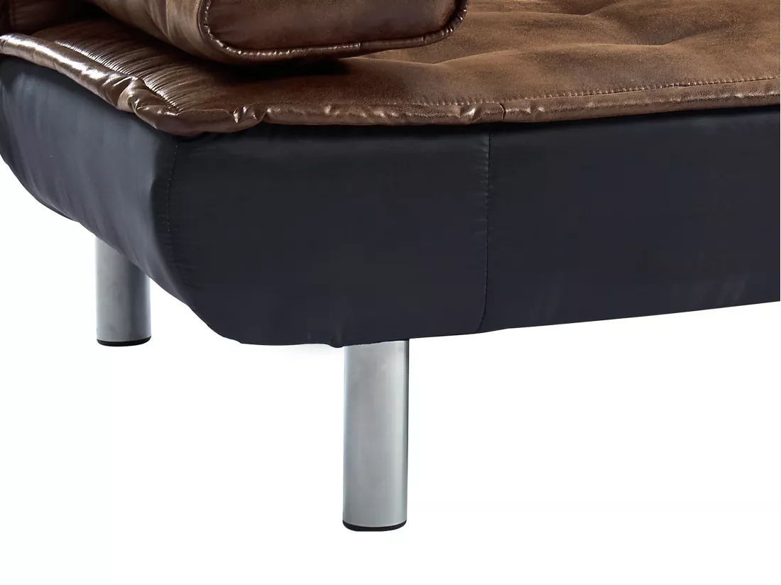 Canapé 3 places convertible clic-clac en microfibre vieilli marron MISHAN II