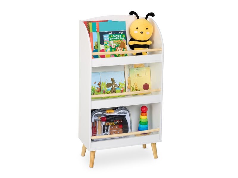 relaxdays Bücherregal für Kinder Hellbraun; Weiss Zur Aufbewahrung von Büchern und Zeitschriften
