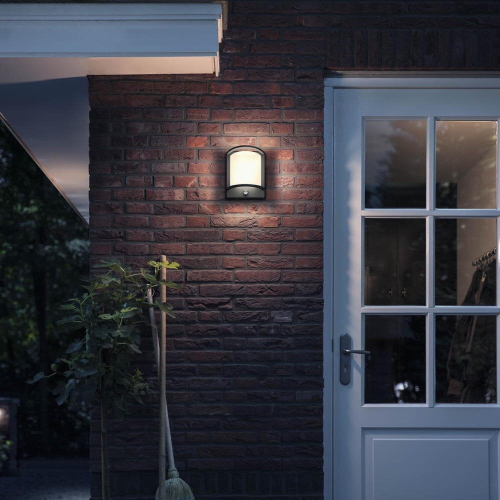 Philips LED wandlamp Samondra in antraciet 12W 1200lm IP44 met bewegingsmelder