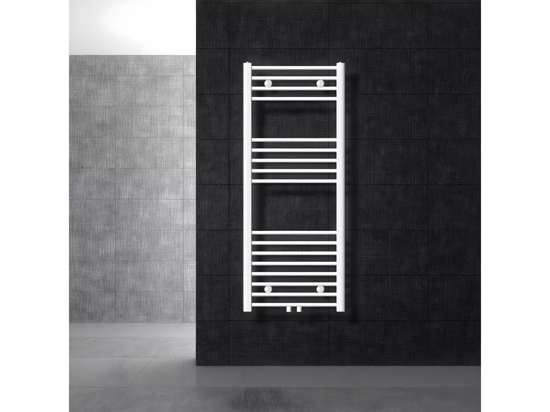 Radiateur sèche-serviette salle de bain droite blanc connexion central 50x120 cm