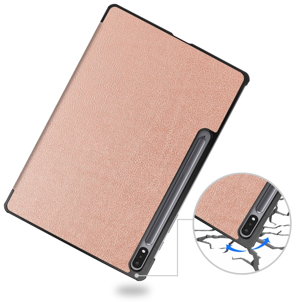 Samsung Galaxy Tab S10  Plus Flipcase Hülle Ledertasche mit Aufstellfunktion Litchi Look   S-Pen Halterung - Roségold