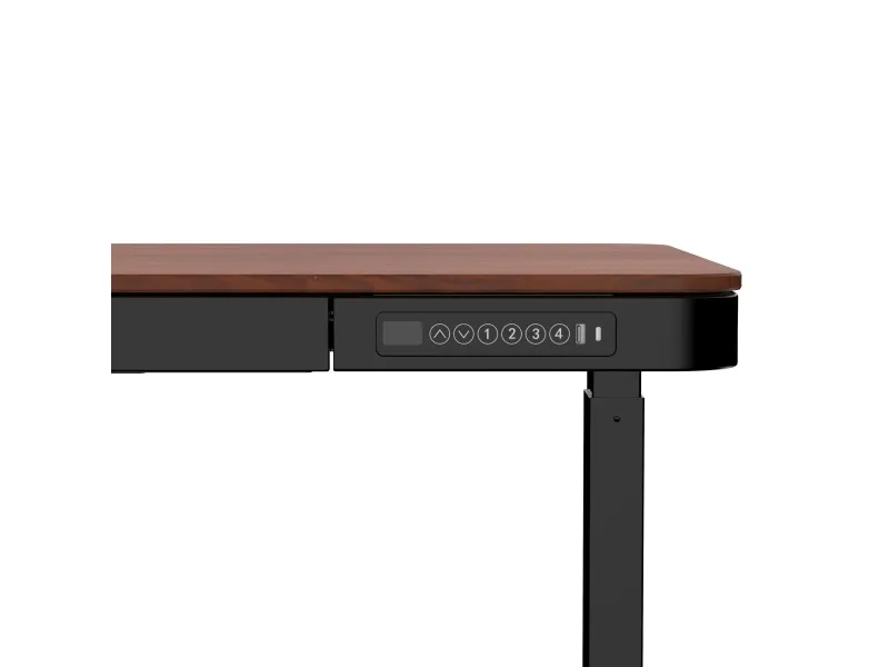 Activejet -skrivebord med elektrisk højdejustering 140x70 ET119W-C sort/valnød, Sort, Valnød, 45 kg, 725 - 1225 mm, Træ, Rektangulær form, Stål
