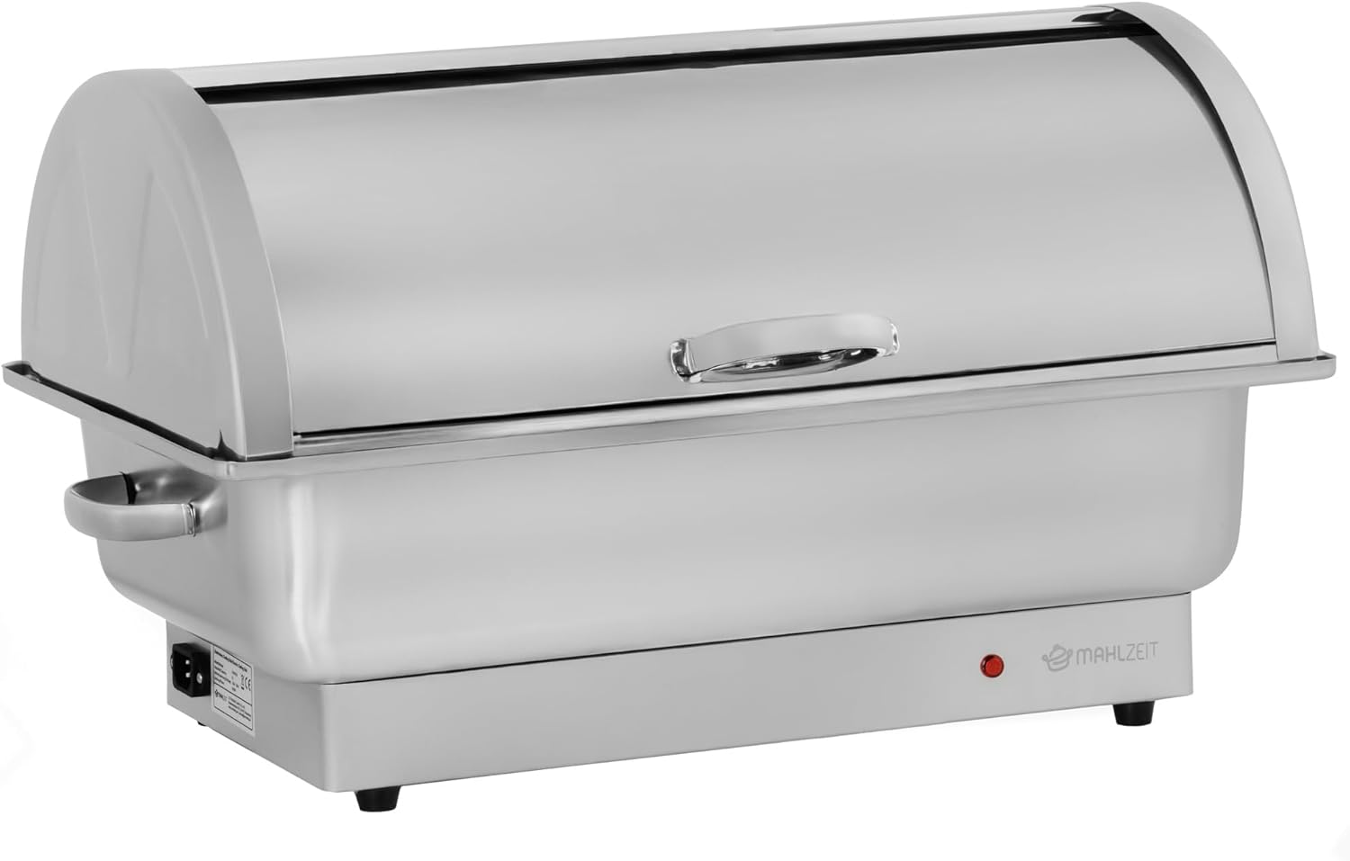 Mahlzeit elektrischer Edelstahl Chafing Dish mit GN 1/1 | 9 Liter | bis 80°C | Speisenwärmer mit Rolltop, Buffetwärmer | Warmhaltebehälter Essen, Wärmebecken elektrisch für Buffet und Catering