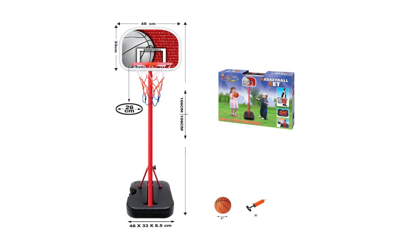 Basketbal speelset op voet met 25cm ring en bal 15