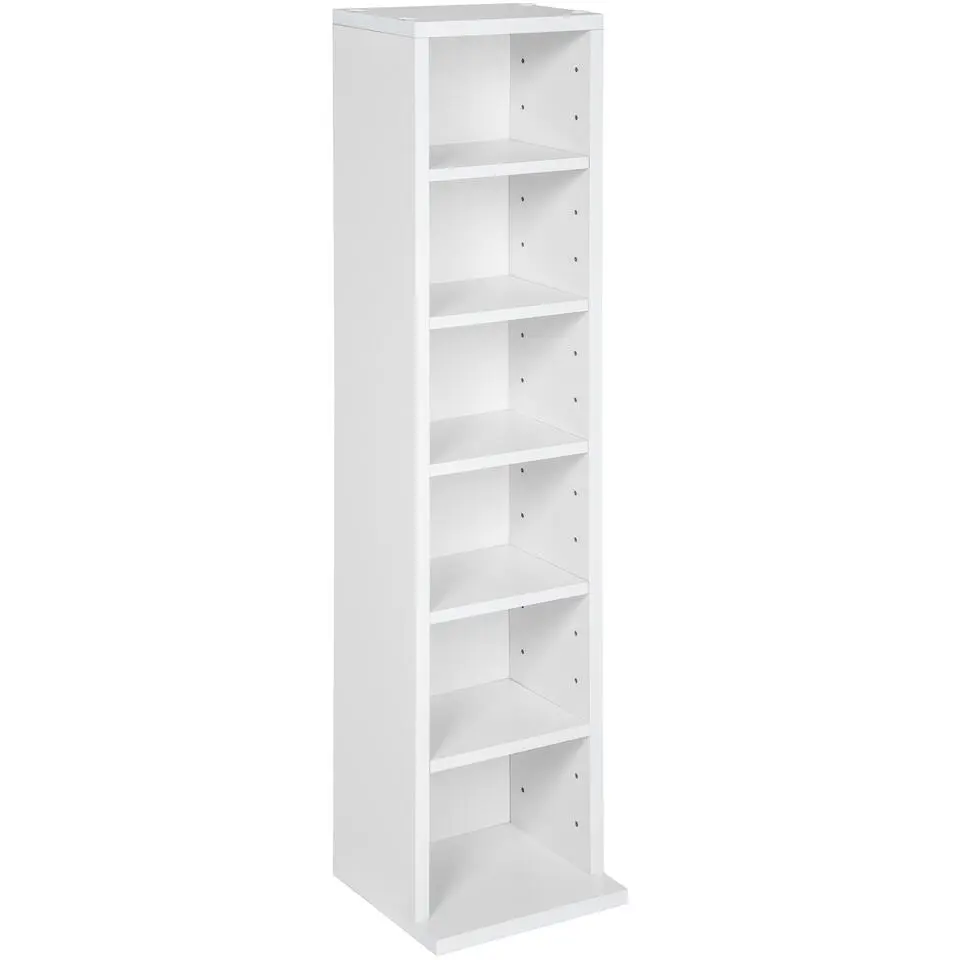 tectake CD mediakast met 6 vakken 90x21x20cm, Wit