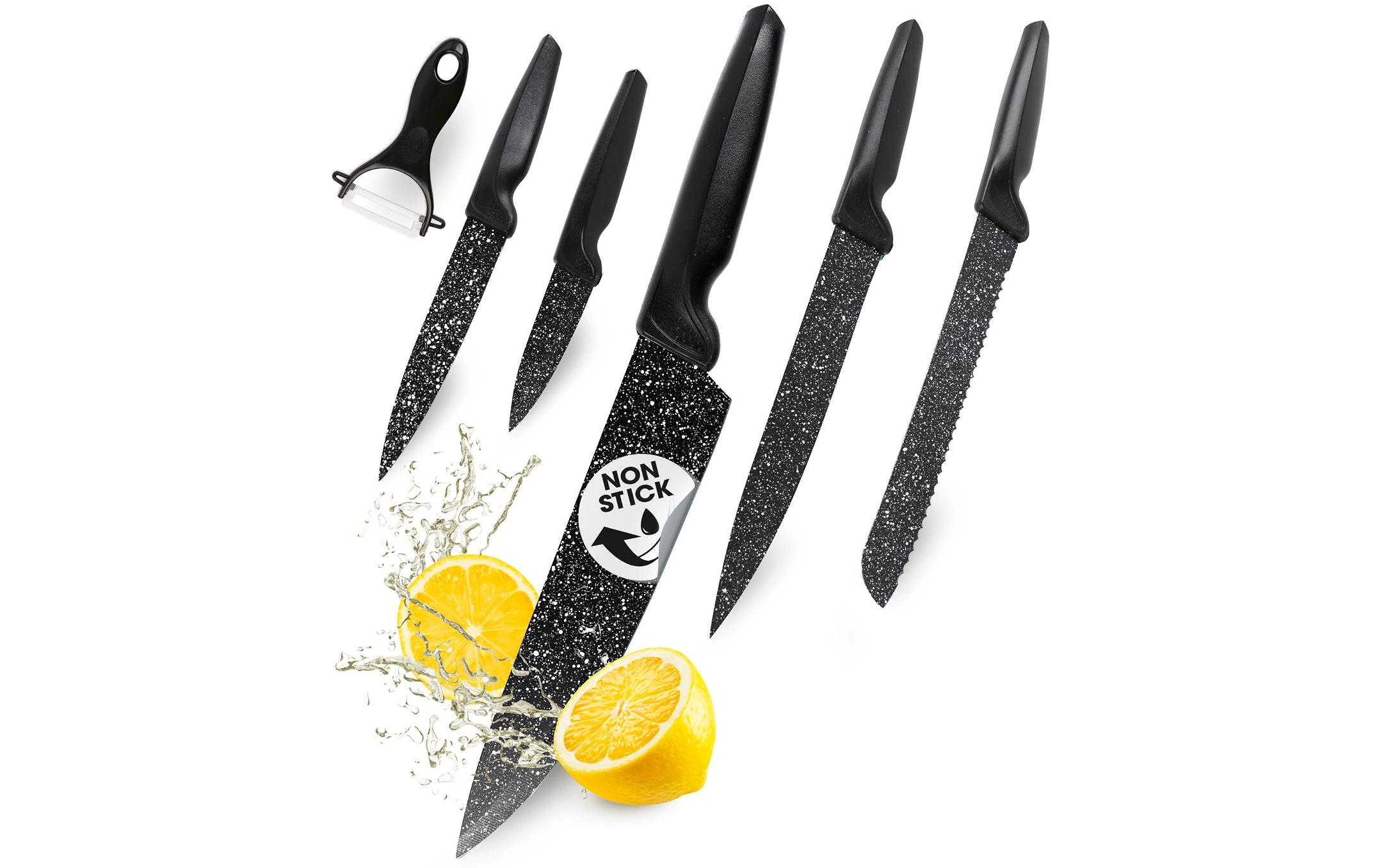 Messerset mit Sparschäler 6-teilig, SchwarzMesserset