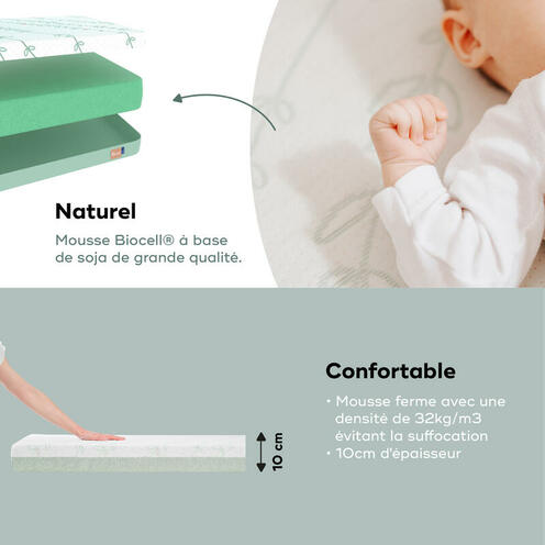 Matelas Cosy'Lite antibactérien 60x120 cm Blanc - BABYMOOV