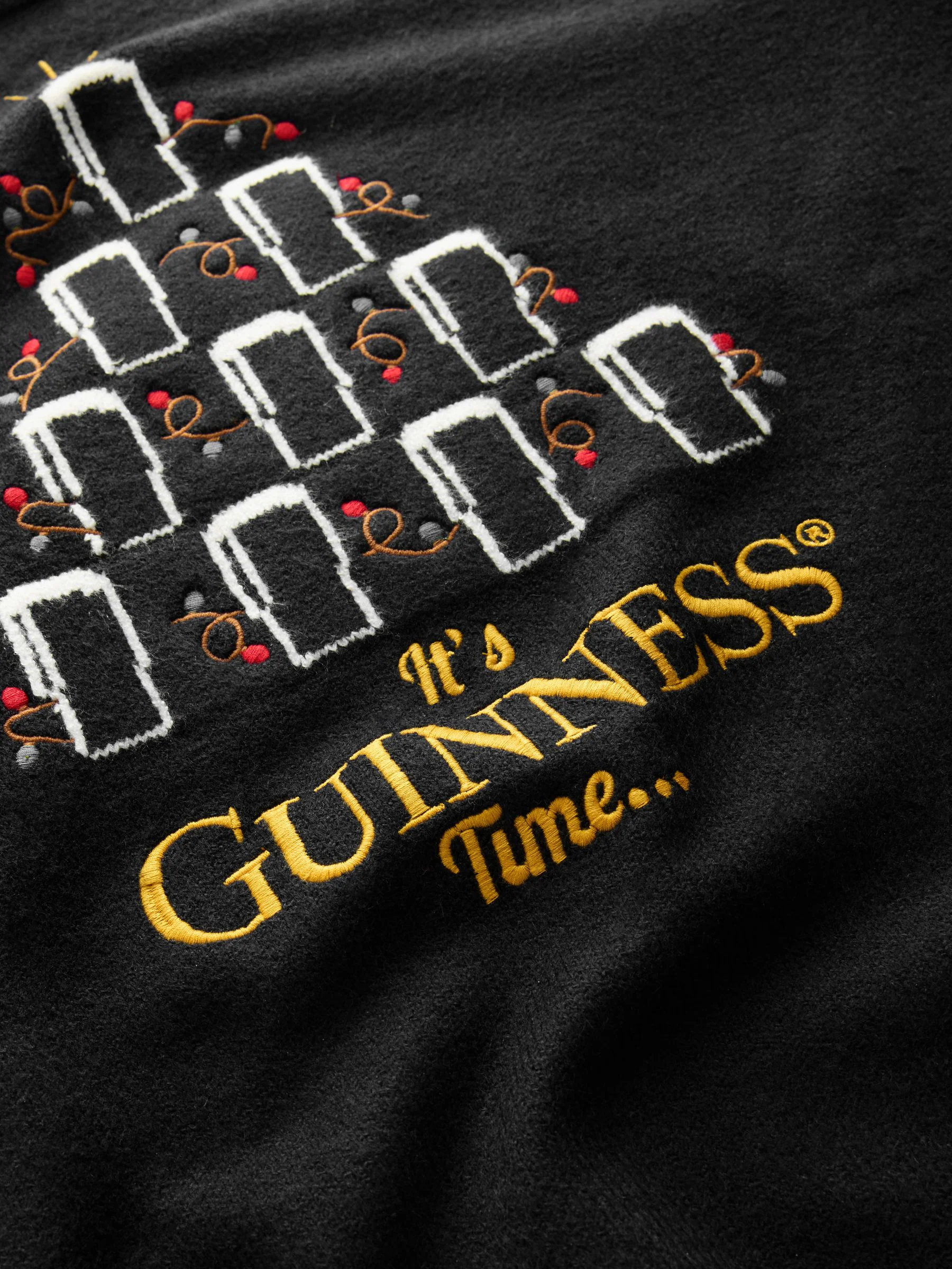Zwart - Regular fit Guinness Kerstmis trui met wol en Ronde hals