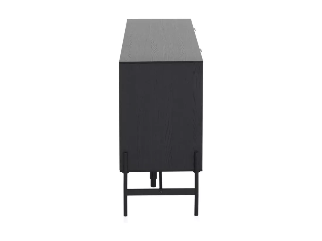 Buffet plaqué en frêne noir avec portes naturelles
