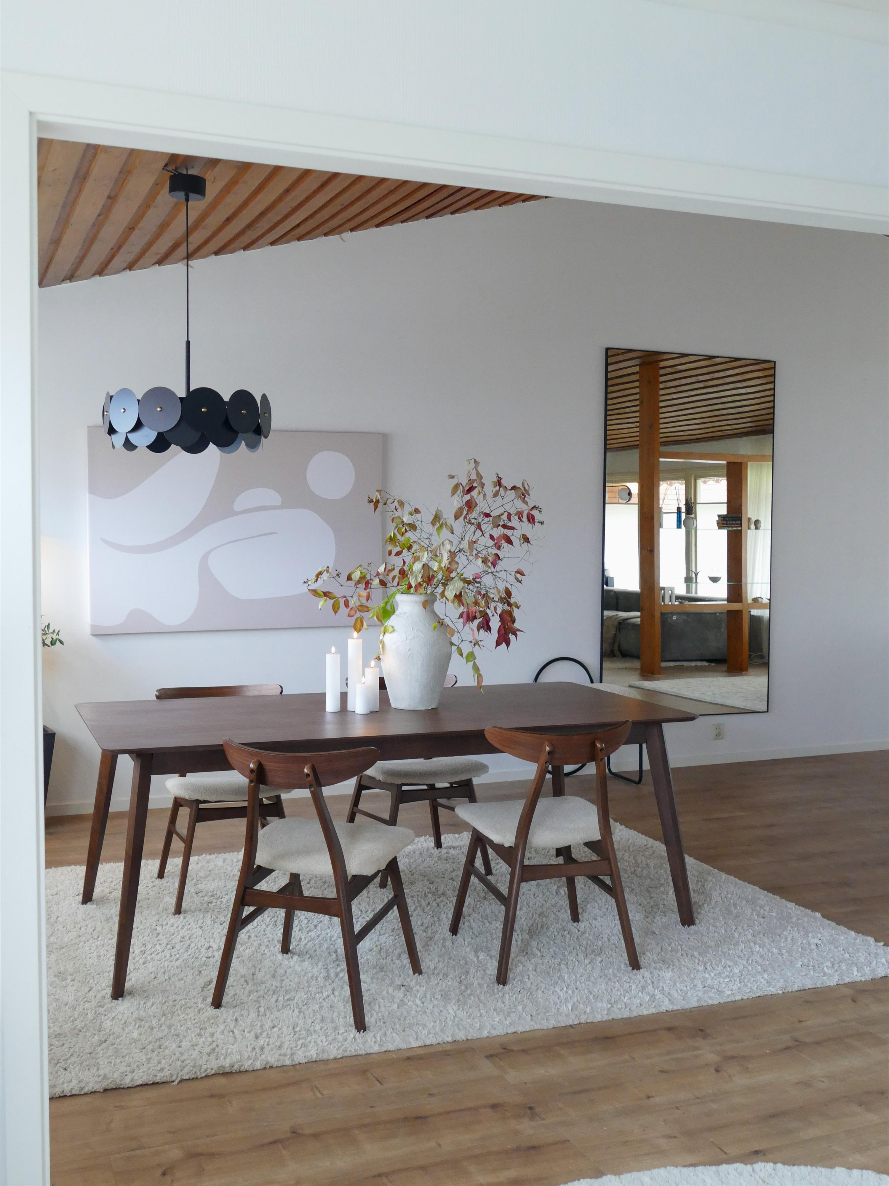 Set van 2 eetkamerstoelen LYNN Hout Donkerbruin/wit