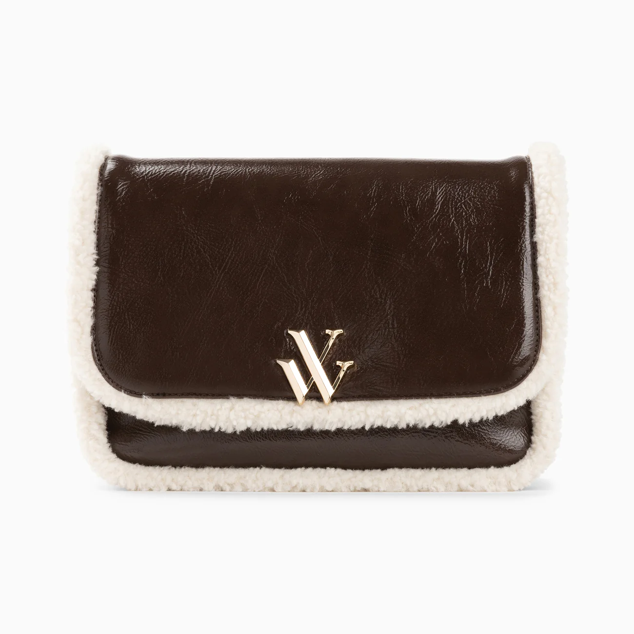 Sacs-Sac bandoulière Bertina marron à rabat et faux shearling