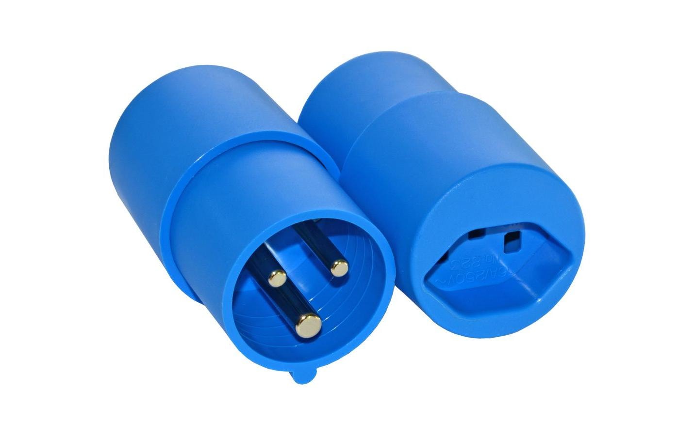 Adapter CEE 16 - CH T23, blau 6 h LNPE 250 V 16 AUmwandlungsstecker CEE 16-3 mit Kupplung Typ 23