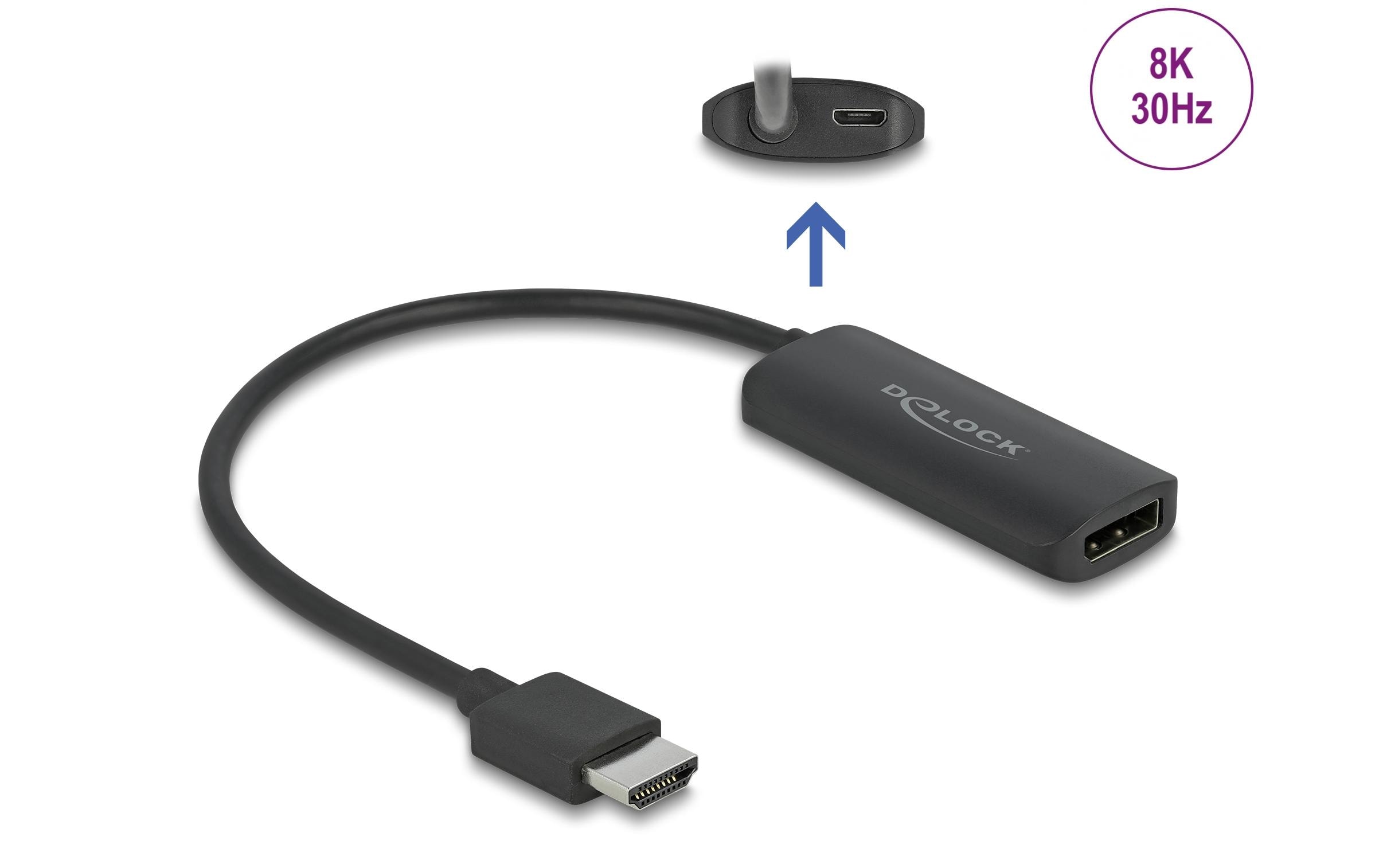 Adapter 8K/30Hz HDMI - DisplayPortDelock Adapter HDMI-A Stecker zu DisplayPort Buchse 8K