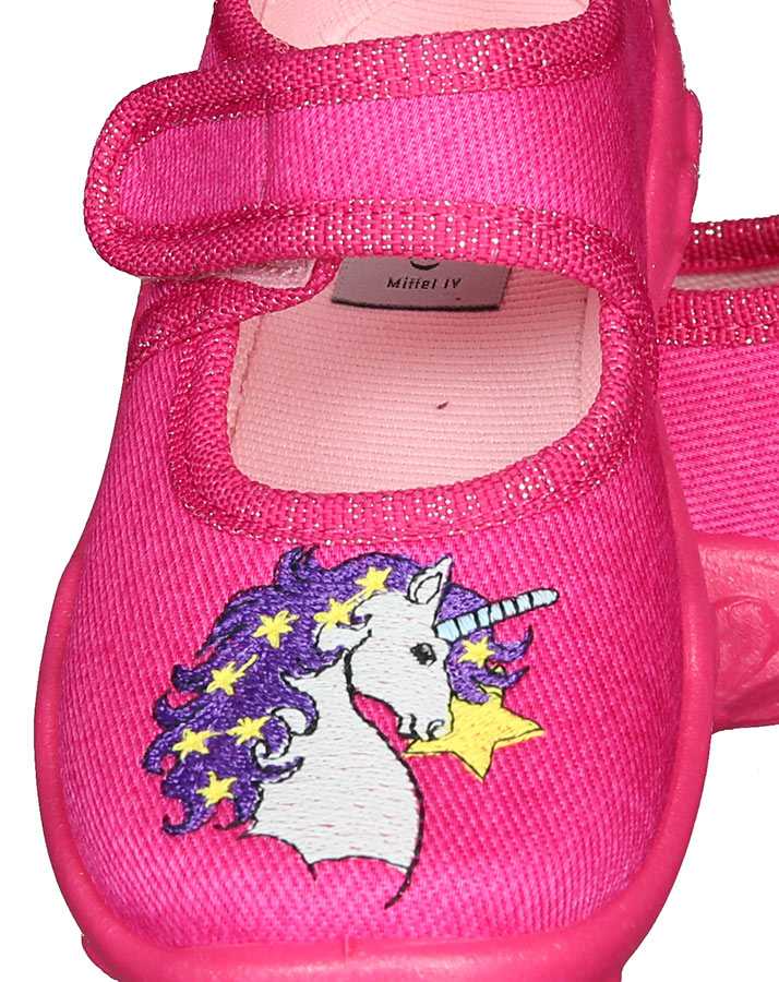 Spangen-Hausschuhe BONNY UNICORN STAR mit Glitzer in pink