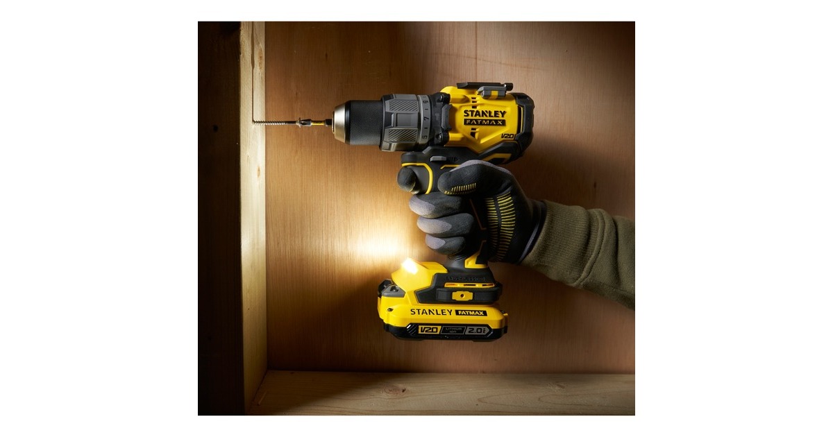 StanleyFATMAX V20 18V borstelloze schroefklopboormachine  (Geel/zwart, Accu en oplader niet inbegrepen)