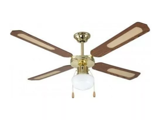 Ventilateur de plafond 4 pales 1 lumière D.130 cm 70w coloris NOYER DA54011