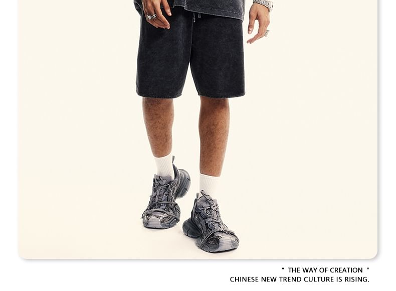 Baethreads - Unisex gewassen shorts met gebogen zoom in 5 kleuren