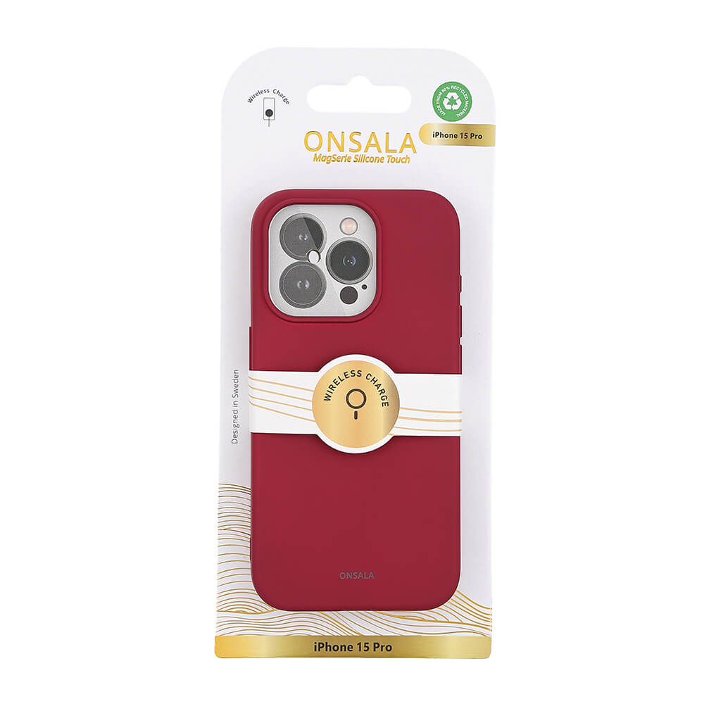 iPhone 15 Pro MagSafe Silikon Case Hülle MagSeries Recycled - Dunkelrot