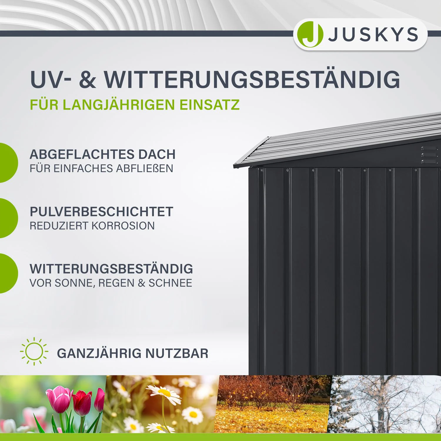 Juskys Mülltonnenbox Namur 2 m² Aufbewahrungsbox in grau für 3 Tonnen zwei großen Türen