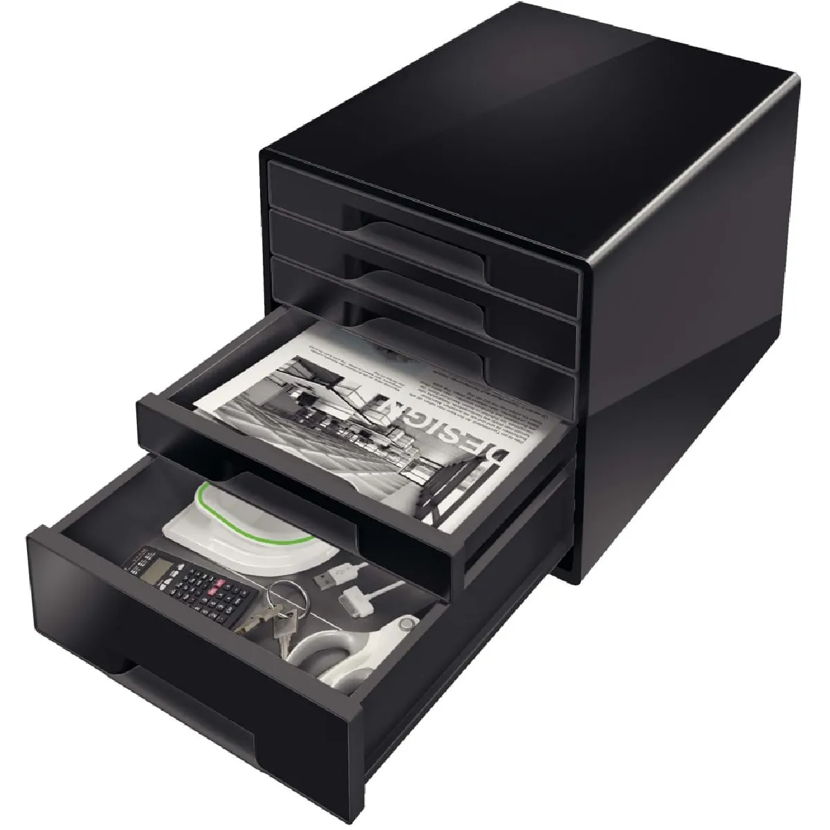 Leitz Cube de Bureau 5 Tiroirs Noir
